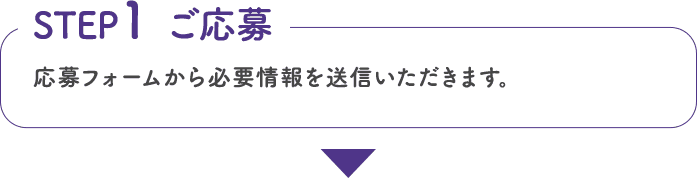 応募フォームから必要情報を送信いただきます。