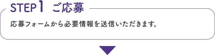 応募フォームから必要情報を送信いただきます。
