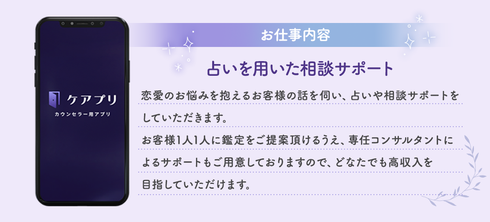 お仕事内容　占いを用いた相談サポート